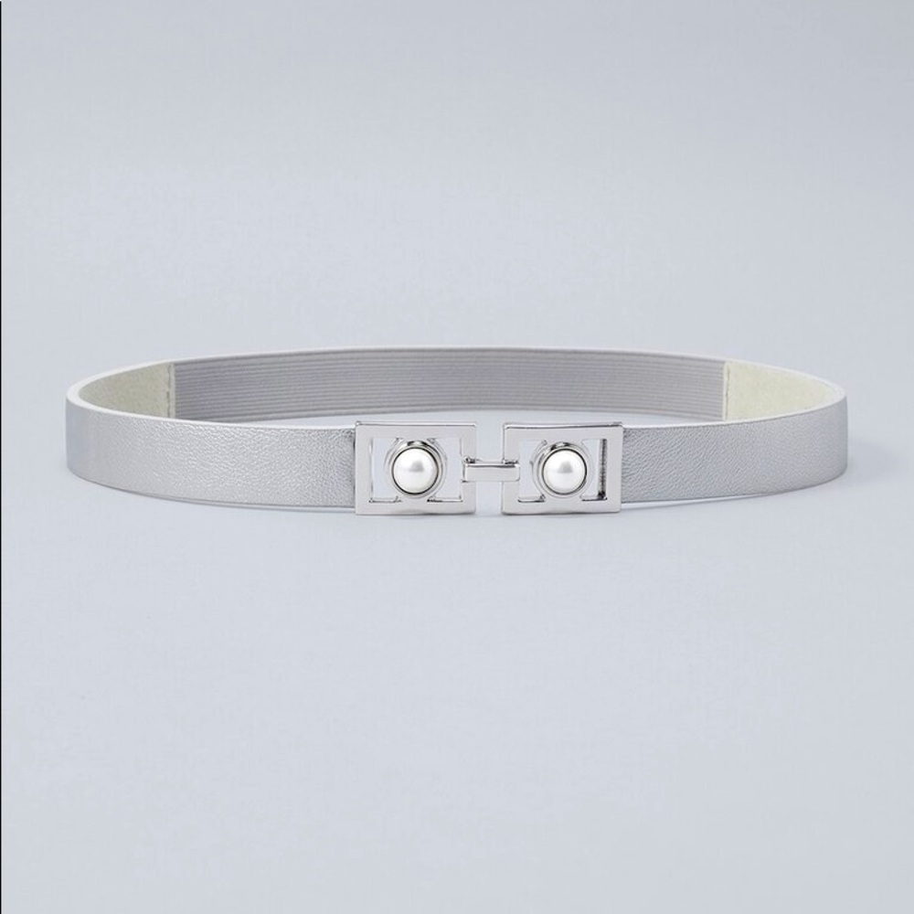 WHBM-Silver Faux-Pearl Skinny Belt (Like New - Worn Once)